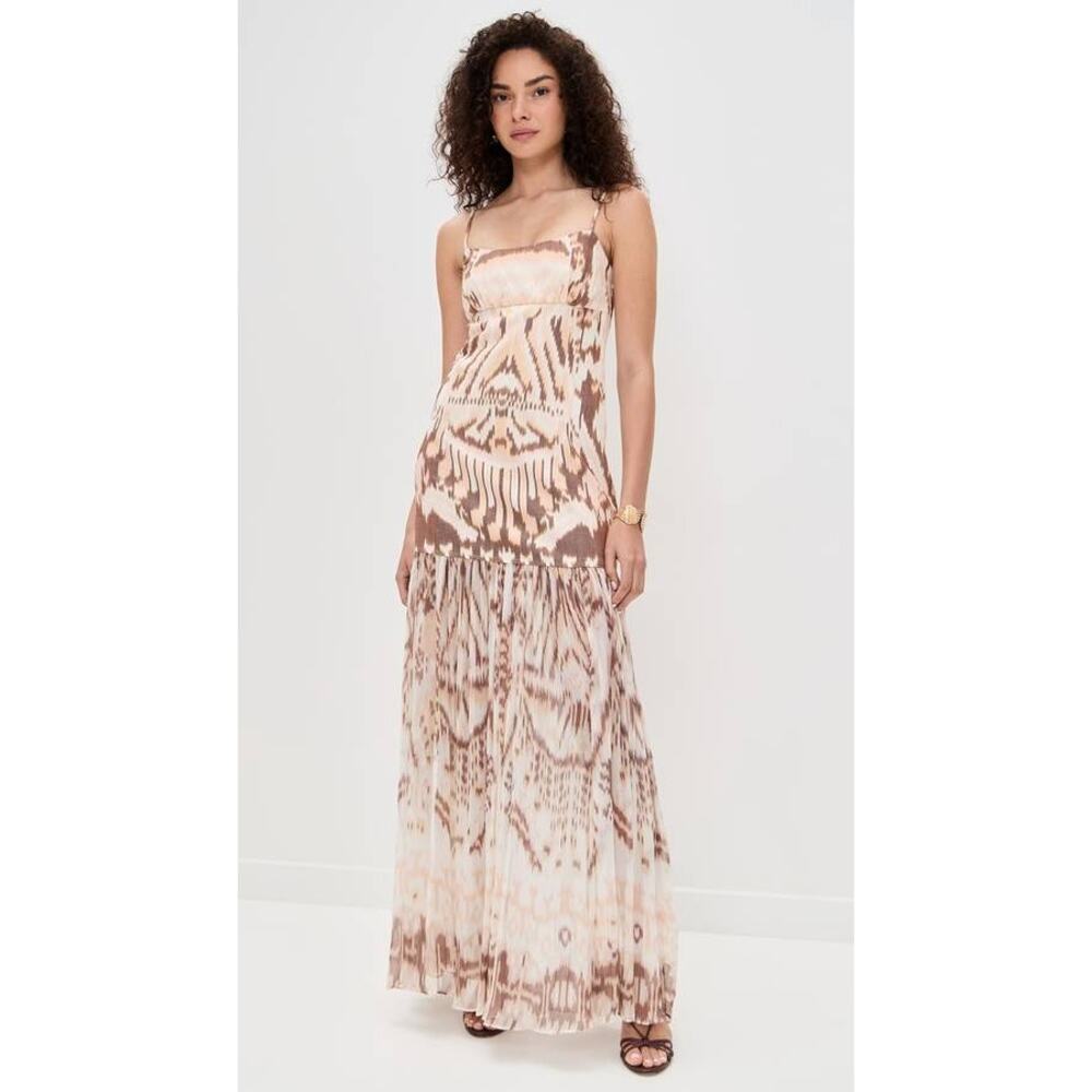 Ulla Johnson Cream and Brown Printed Midi Dress